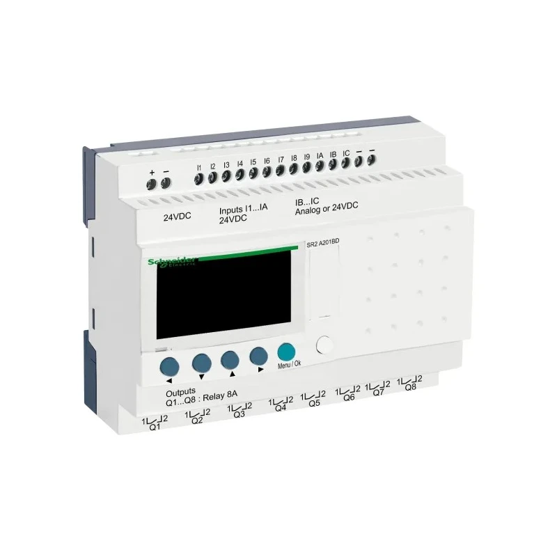 Schneider Electric Zelio Logic Series Logic Module 12-Input Analogue, 8 Relay Outputs, 24V DC SR2A201BD