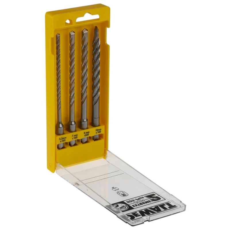 DeWALT 4-Piece SDS Plus Masonry Drill Bit Set, Steel, 5.5 mm to 10 mm DT9702-QZ