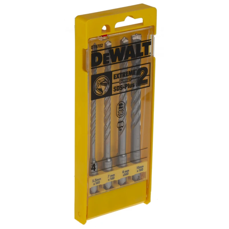 DeWALT 4-Piece SDS Plus Masonry Drill Bit Set, Steel, 5.5 mm to 10 mm DT9702-QZ