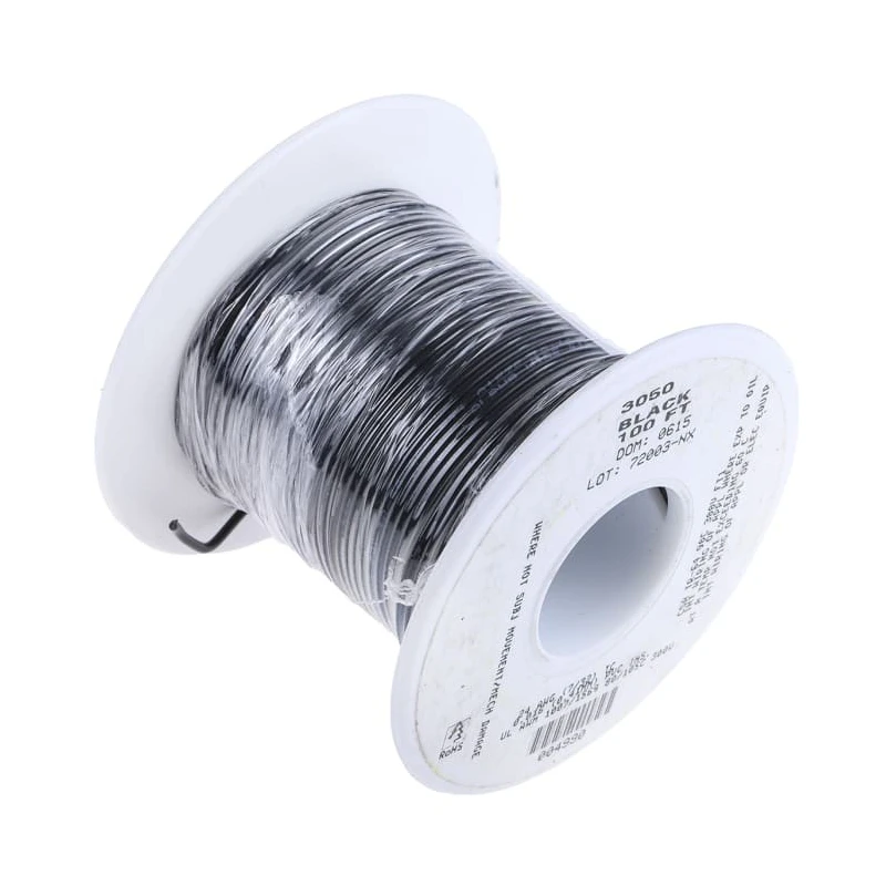Alpha Wire Harsh Environment Hookup Wire PVC Series Black, 7 x 0.20 mm, Polyvinyl Chloride Insulated, 30 m 3050 BK005