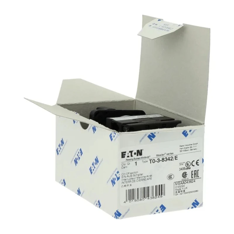 Eaton Industrial Cam Switch 6 Position 90° Toggle Actuator 20A 690V AC 043624 T0-3-8342/E