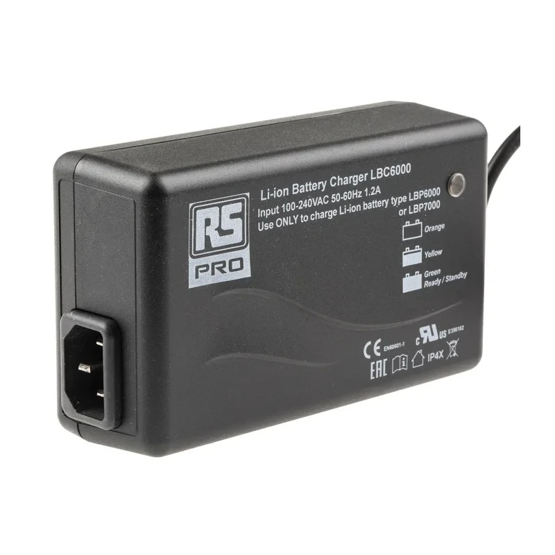 RS PRO Battery Pack Charger 16.8V Lithium-ion 3.5A with IEC Plug LBC6000