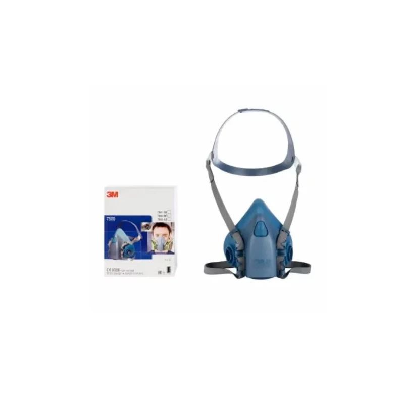 3M 7500 Series Half Mask Respirator Mask, Size M, Silicone Construction, NIOSH Approved 7502