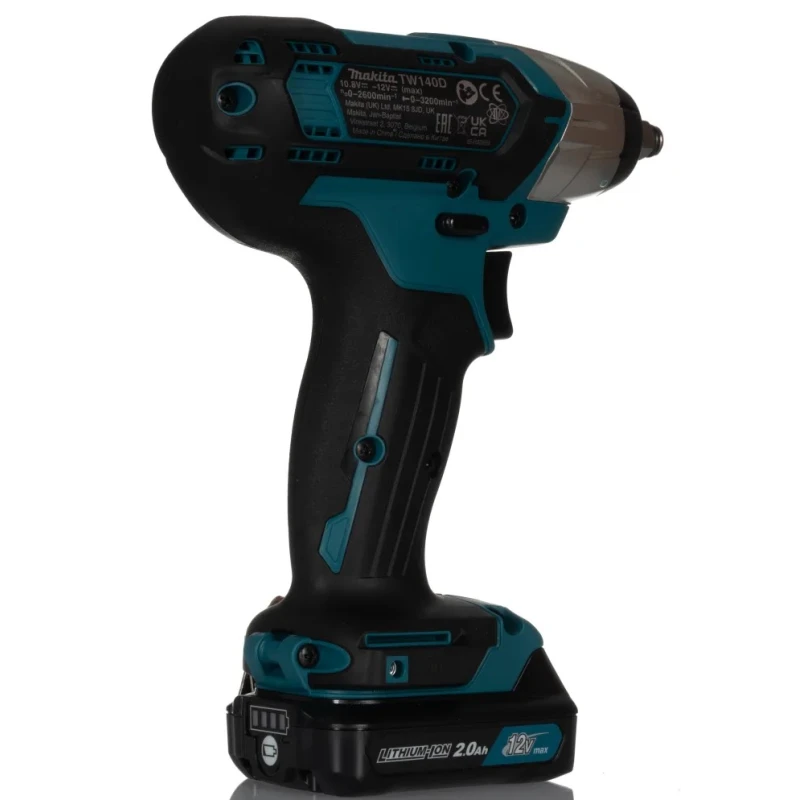 Makita 3/8 in 12V Brushed Motor Cordless Impact Wrench 2 Ah Battery Capacity 2600rpm Speed TW140DWAE