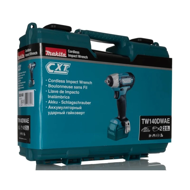 Makita 3/8 in 12V Brushed Motor Cordless Impact Wrench 2 Ah Battery Capacity 2600rpm Speed TW140DWAE