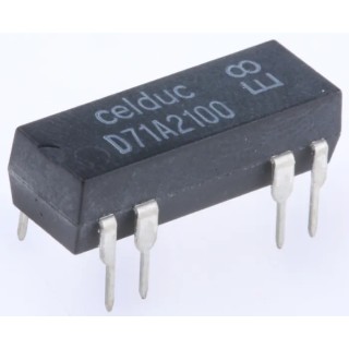 Celduc PCB Reed Relay, 5V DC Coil, SPST, 100V DC Max, 0.5A Max, 380 Ω Coil Resistance D71A2100