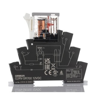 Omron DIN Rail Power Relay, 12V DC Coil, 6A Switching Current, SPDT G2RV-SR700 DC12