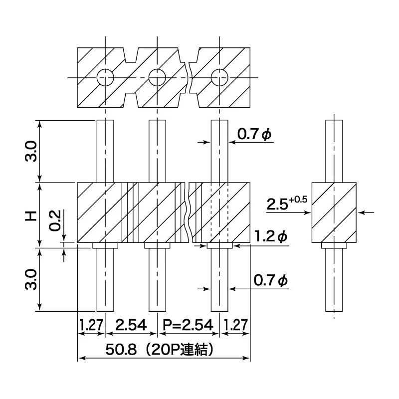 Mac 8 Double-Crossing Pin Header PCB Spacer for 2-Tier PCB Arrangement ML-10-20P