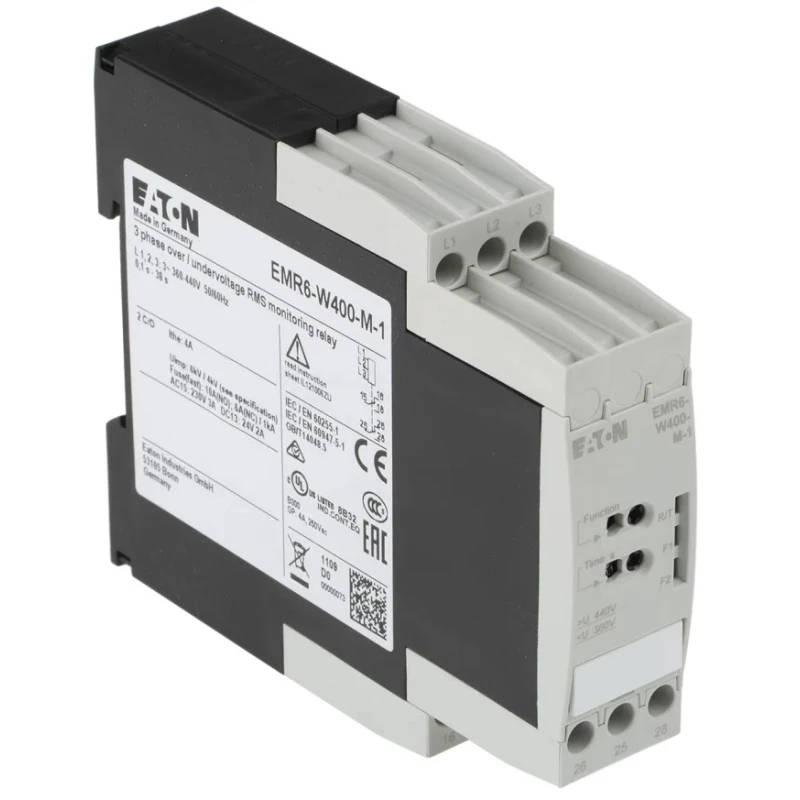 Eaton Monitoring Relay, 250 to 400 V AC Voltage Monitor Range, 2 CO Contacts, DIN Rail Mount, 400V AC 0 184778 EMR6-W400-M-1
