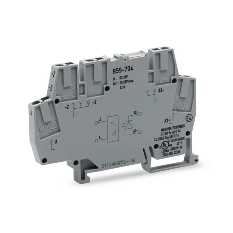 WAGO 859 Series Optocoupler Terminal Block Grey, 24V DC, 2.5mm² Cable CSA, Cage Clamp Termination 859-794