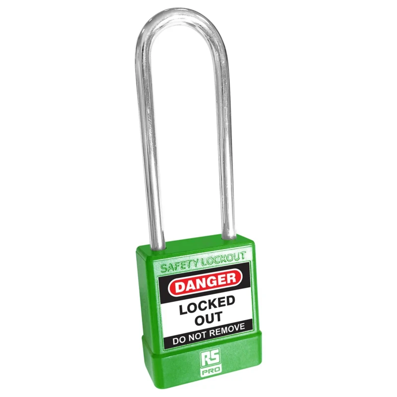 RS PRO Green 1-Lock Lockout Steel, ABS Safety Lockout Padlock 5 mm Shackle Diameter 73 mm 180-6840