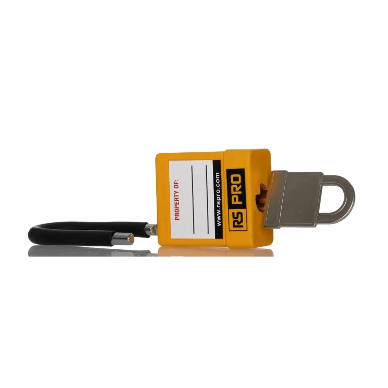 RS PRO Yellow 1-Lock Lockout Polyvinyl Chloride, ABS, Steel Safety Lockout Padlock 6mm Shackle Diameter 48mm Length 180-6819