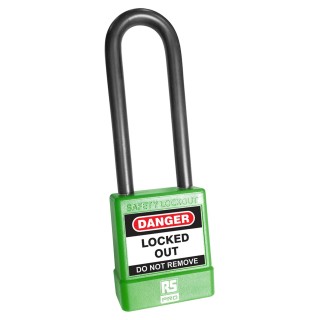 RS PRO Green 1-Lock Safety Lockout Padlock Steel Polyvinyl Chloride ABS 6mm Shackle 180-6842