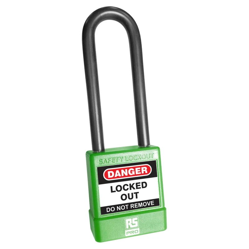 RS PRO Green 1-Lock Safety Lockout Padlock Steel Polyvinyl Chloride ABS 6mm Shackle 180-6842