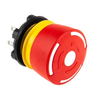 EAO 84 Series Twist Release Emergency Stop Push Button, Panel Mount, 22.5 mm Cutout, 1 NO/1 NC, IP65 