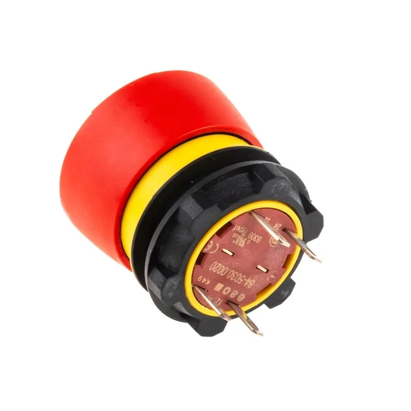EAO 84 Series Twist Release Emergency Stop Push Button, Panel Mount, 22.5 mm Cutout, 1 NO/1 NC, IP65 