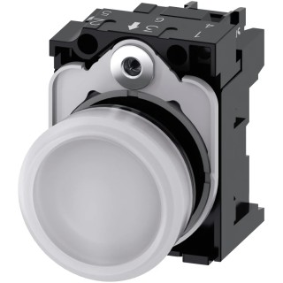 Siemens Panel Mount White LED Indicator SIRIUS ACT 3SU11 22 mm Cutout 110V AC IP69 IP20 IP66 IP67 Round 3SU1103-6AA60-1AA0
