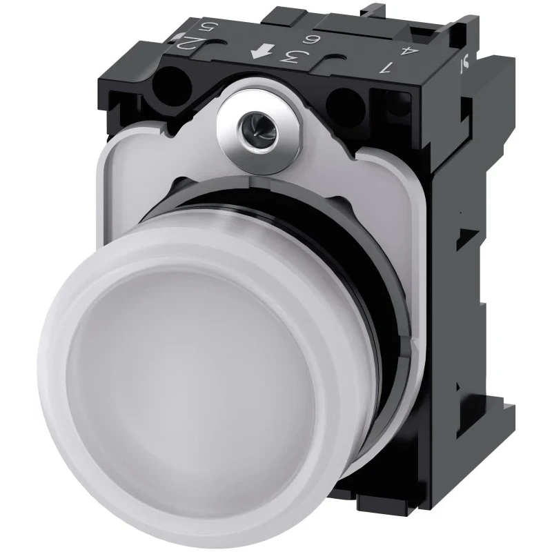 Siemens Panel Mount White LED Indicator SIRIUS ACT 3SU11 22 mm Cutout 110V AC IP69 IP20 IP66 IP67 Round 3SU1103-6AA60-1AA0