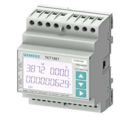 Siemens 3 Phase Digital LCD Energy Meter 7KT1663, 400 V L-L, 230 V L-N, 5 A, M-Bus, Self-Powered, CE Certified 7KT1663