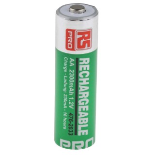 RS PRO AA Nickel Metal Hydride Rechargeable Battery 2.3 Ah 1.2 V Pack of 4 476-2033