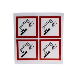 RS PRO White Gloss Polymeric Vinyl Safety Label GHS Corrosive Text 100 mm x 100 mm 181-2255