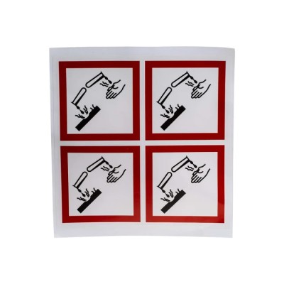RS PRO White Gloss Polymeric Vinyl Safety Label GHS Corrosive Text 100 mm x 100 mm 181-2255