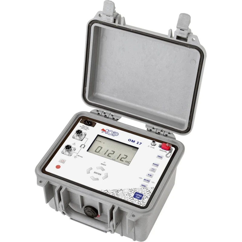 Aoip Instrumentation Digital Ohmmeter 2500 Ω Max, 100 nΩ Resolution, 4 Wire Measurement OM 17