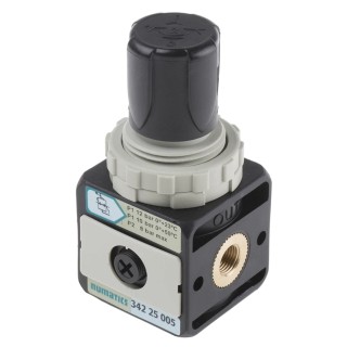 EMERSON ? ASCO Pneumatic Regulator, 1/8 in G Port Size, 0.5 to 8 Bar Pressure Setting, Polyamide Body, 90 mm 34225005