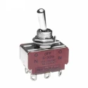 NKK Switches Toggle Switch Panel Mount On-Off-On DPDT 15A 30V DC 125V AC Chrome Plated Brass Actuator S339