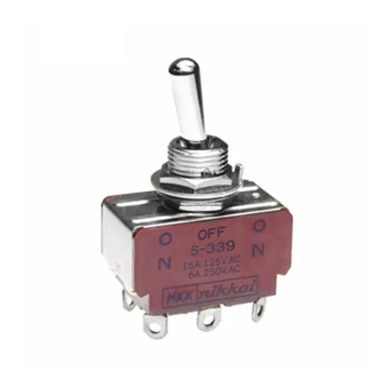 NKK Switches Toggle Switch Panel Mount On-Off-On DPDT 15A 30V DC 125V AC Chrome Plated Brass Actuator S339