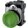 Siemens Panel Mount Green LED Indicator SIRIUS ACT 3SU11 22 mm Cutout 24 V AC/DC Round 3SU1102-6AA40-3AA0