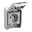 Schneider Electric Light Grey 1 Gang French Electrical Socket DIN Rail Mount 10A 16A 250V Polycarbonate IP65 Mureva 81140
