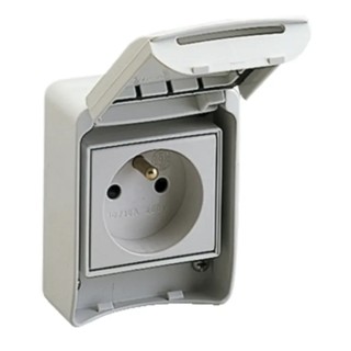 Schneider Electric Light Grey 1 Gang French Electrical Socket DIN Rail Mount 10A 16A 250V Polycarbonate IP65 Mureva 81140