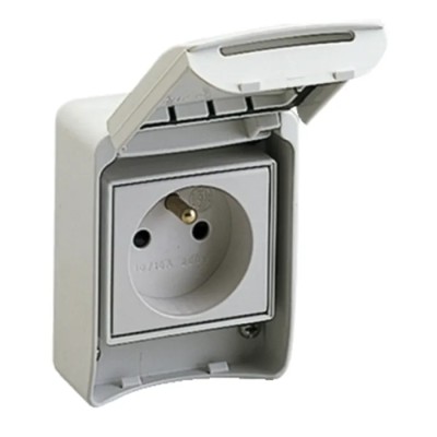 Schneider Electric Light Grey 1 Gang French Electrical Socket DIN Rail Mount 10A 16A 250V Polycarbonate IP65 Mureva 81140