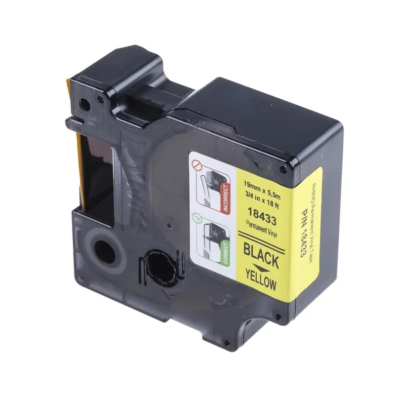 Dymo Black on Yellow Industrial Label Printer Tape 19 mm Width, 5.5 m Length 18433