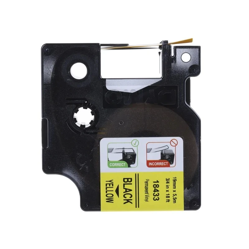 Dymo Black on Yellow Industrial Label Printer Tape 19 mm Width, 5.5 m Length 18433