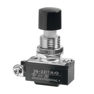 NKK Switches SB Series Push Button Switch, Off-On Operation, Panel Mount, 12.5 mm Cutout, SPST Contact, 125 V AC SB221TNO