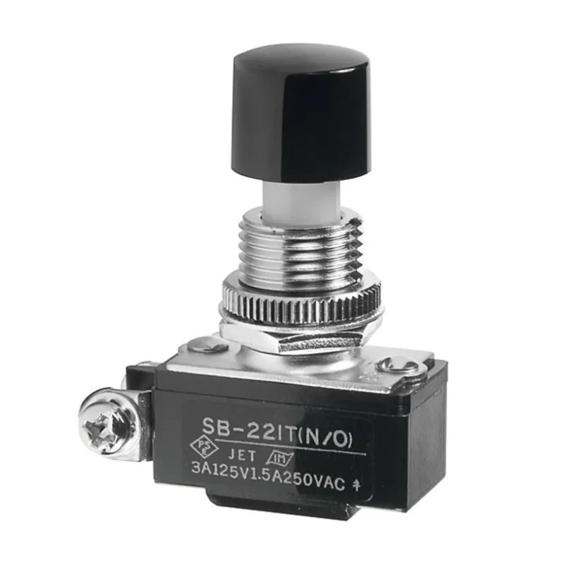 NKK Switches SB Series Push Button Switch, Off-On Operation, Panel Mount, 12.5 mm Cutout, SPST Contact, 125 V AC SB221TNO