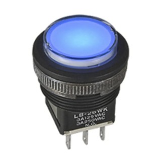 NKK Switches LB Series Illuminated Push Button Switch, On-On, Panel Mount, 22 mm Cutout, SPDT, IP65, 30 V dc 250 V LB15CGW01