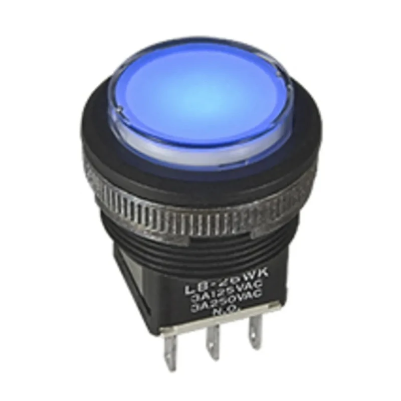 NKK Switches LB Series Illuminated Push Button Switch, On-On, Panel Mount, 22 mm Cutout, SPDT, IP65, 30 V dc 250 V LB15CGW01