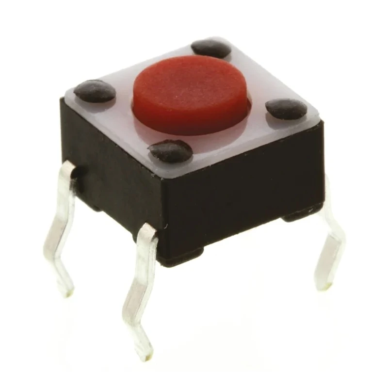 TE Connectivity IP67 Red Tactile Switch Button 0.7 mm SPST 50mA 24 V dc Surface Mount 1825910-3