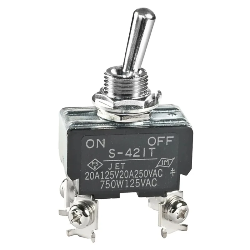 NKK Switches Toggle Switch Panel Mount On-Off DPST Screw Terminal 30V dc 250V ac S421T