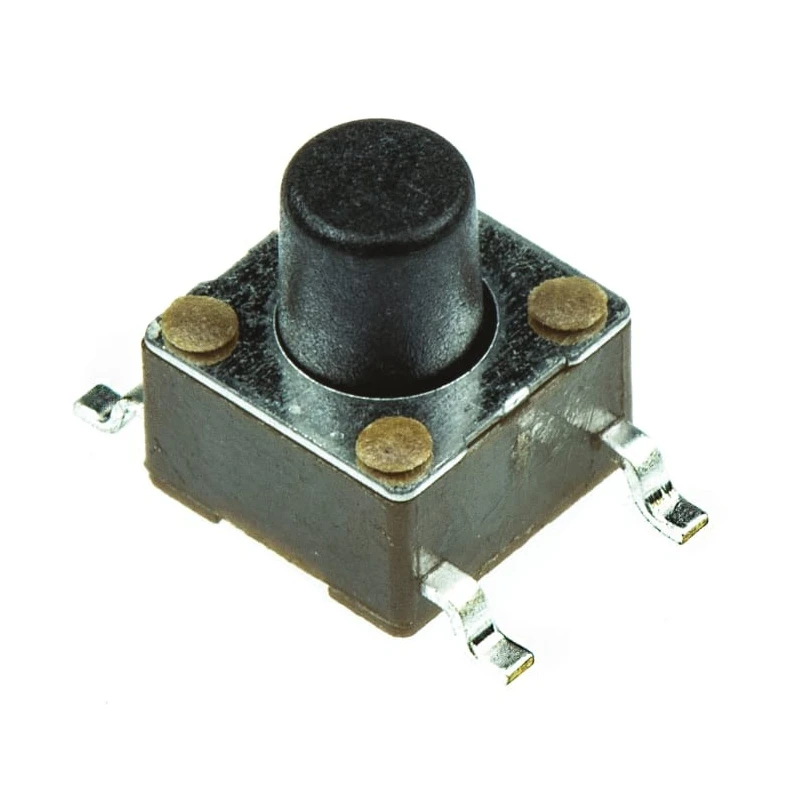 TE Connectivity IP67 Black Tactile Switch Button, 3.4 mm Actuator Length, SPST 50mA Contact Current, 12 V AC 115 4-1437565-9