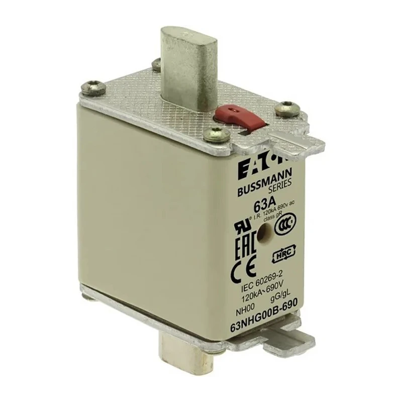 Eaton NH Fuse 63A 500V AC NH00 High Rupture Capacity Dual Indicator 