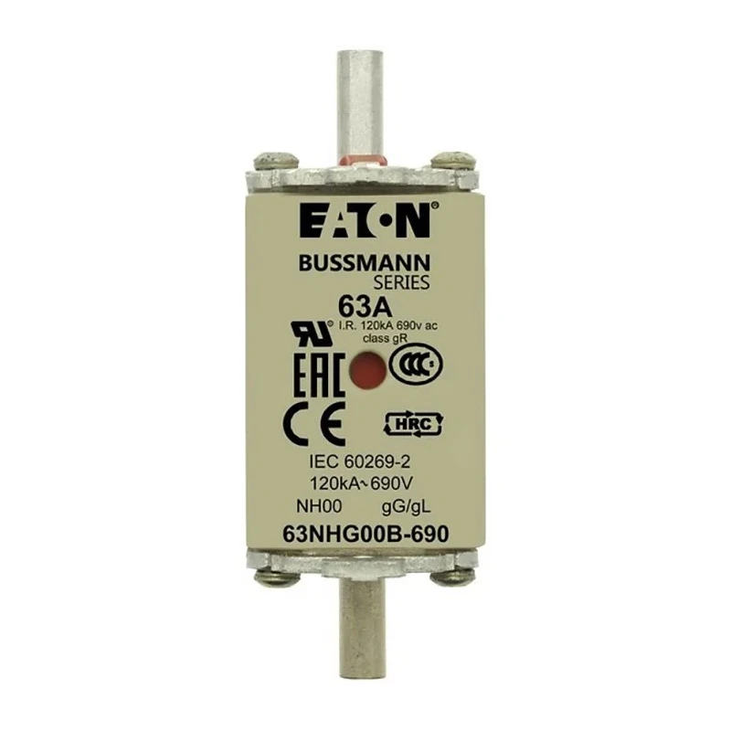 Eaton NH Fuse 63A 500V AC NH00 High Rupture Capacity Dual Indicator 