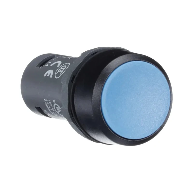 ABB Compact Series Push Button Switch, Maintained, Panel Mount, Blue Actuator, SPST Contact, IP69K, 22 mm Cutout CP2-10L-10