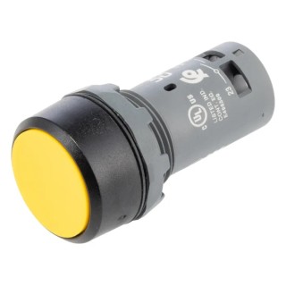 ABB Compact Series Push Button Switch, Maintained, Panel Mount, Yellow Actuator, 22 mm Cutout 1SFA619101R1013 CP2-10Y-10