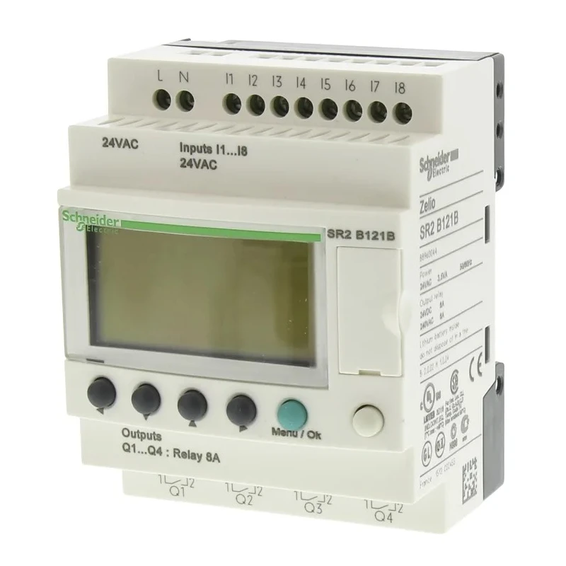 Schneider Electric Zelio Logic Series Logic Module, 8-Input, Discrete Input, 4 Relay Outputs, 24V AC, Display 479-6070