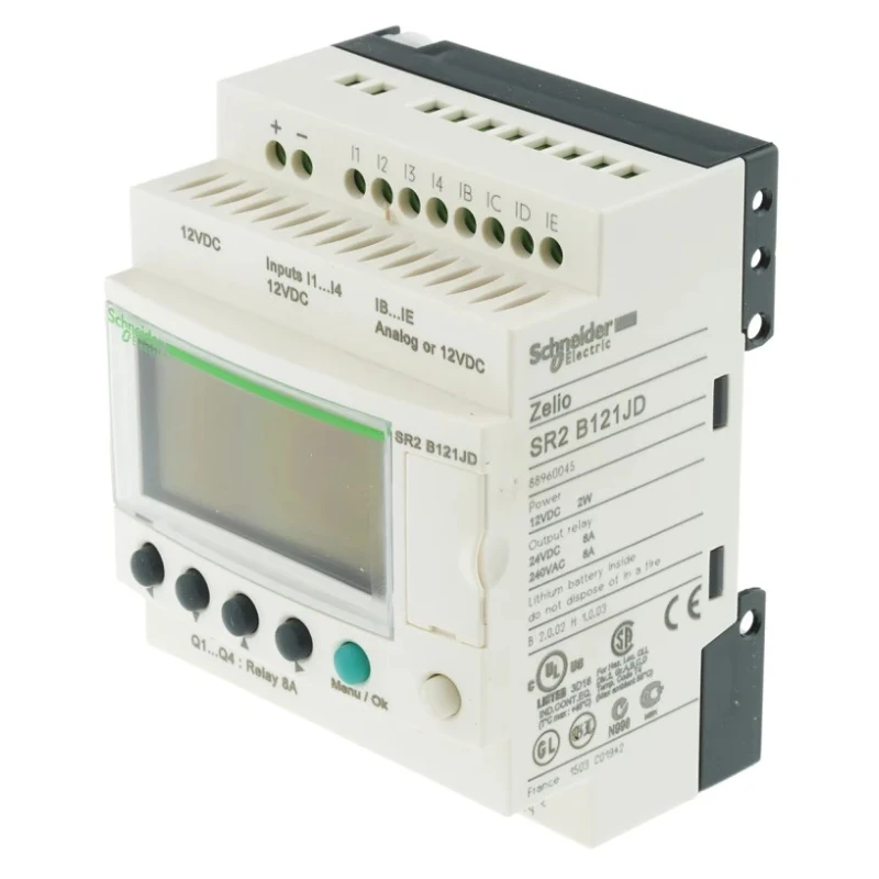 Schneider Electric Zelio Logic Series Logic Module, 8 Inputs, Analogue Input, 4 Relay Outputs, 12V DC Supply SR2B121JD