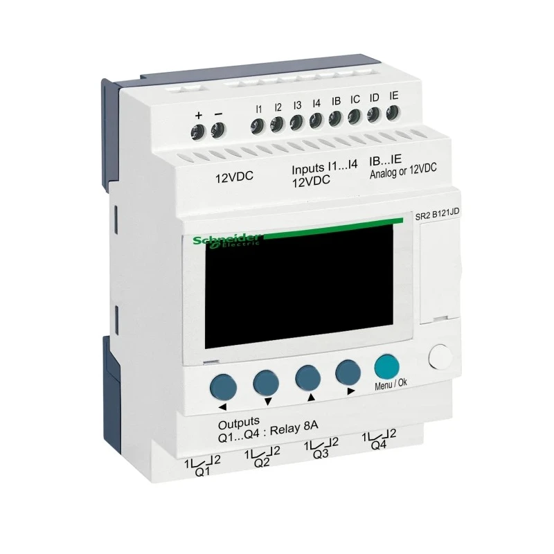 Schneider Electric Zelio Logic Series Logic Module, 8 Inputs, Analogue Input, 4 Relay Outputs, 12V DC Supply SR2B121JD